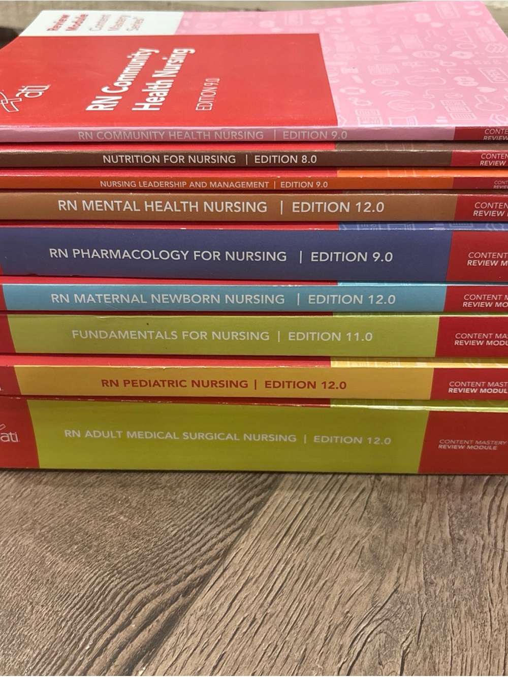 Bundle of RN ATI 2023 Nursing Textbooks in Multi Color